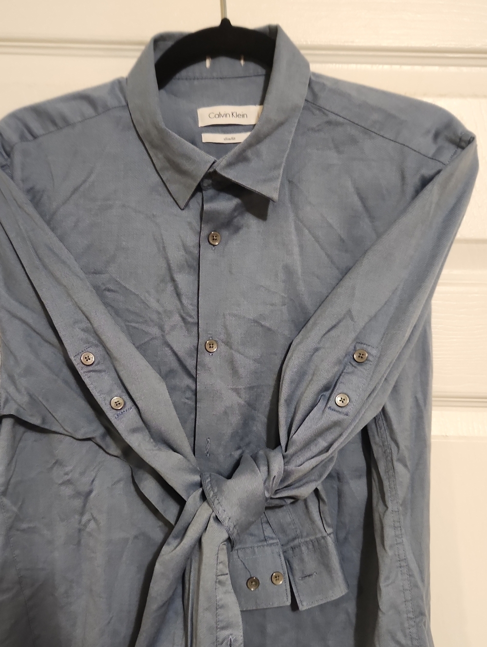 Calvin Klein Men's Slate Blue Button-Down Dress Shirt
